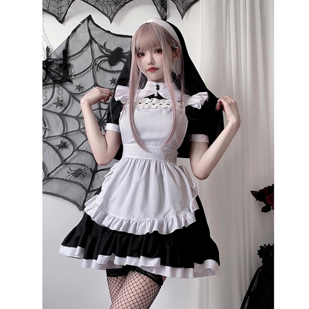 シスター コスプレ メイド服 エプロン付 演出服 S ワンピース シスター コスプレ メイド服 エプロン付 演出服 S ワンピース