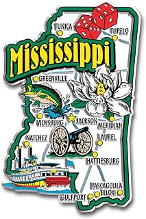 Mississippi Jumbo State Magnet by Classic Magnets, 2.7" x 4", Collectible 3D Rubber Vintage-Style Souvenirs and Gifts Made in the USA