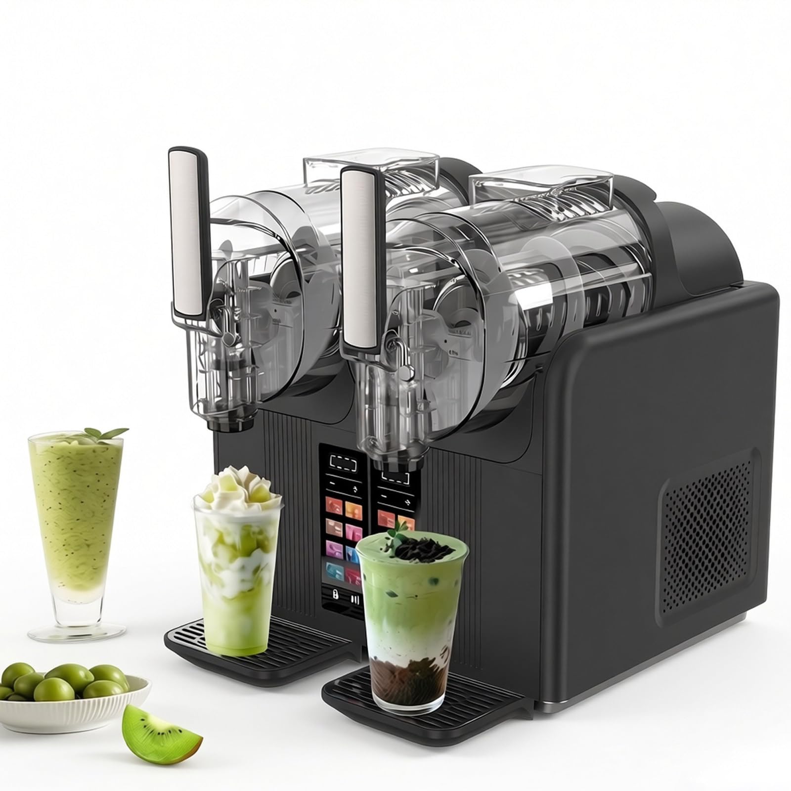 Machine Professionnelle à Glace Pilée, 2 × 2 litres, Machine à Granités « Margarita » en Acier Inoxydable, Prête en Seulement 30 Minutes, Adaptée Aux Restaurants, Cafés Et Bars Black