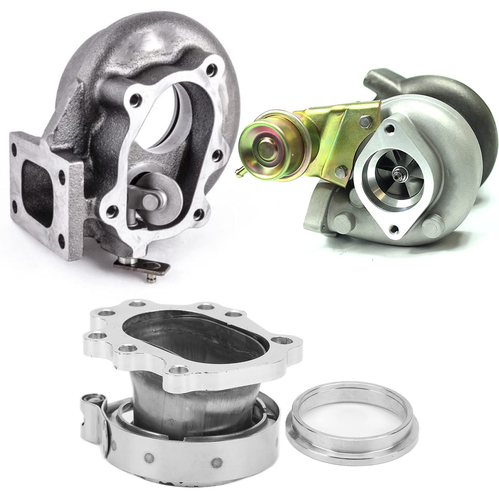 Turbo Downpipe, 8 bulloni Turbo Downpipe Flangia in acciaio inossidabile 2.5in V Band Conversion Adapter per T25 T28 GT25 GT28