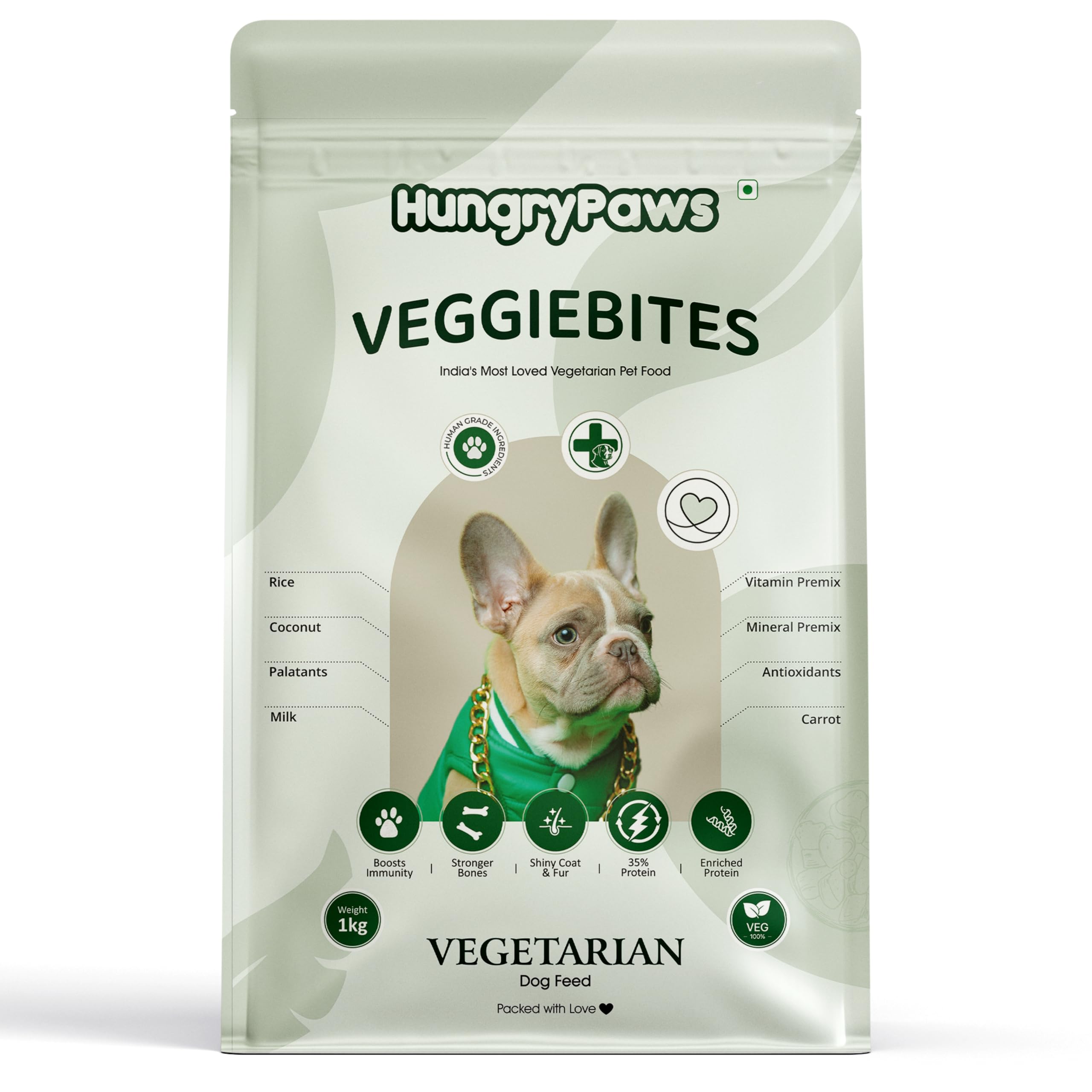 HungryPaws VeggieBites Dry Veg Dog Food Rice & Veggies, Rich in Plant Protein, Prebiotics, Probiotics, Vitamins, Fibre, Vegetarian, Vet Formulated, 1 Kg, Pack of 1 (B0D849TB8V) Amazon Price History, Amazon Price Tracker