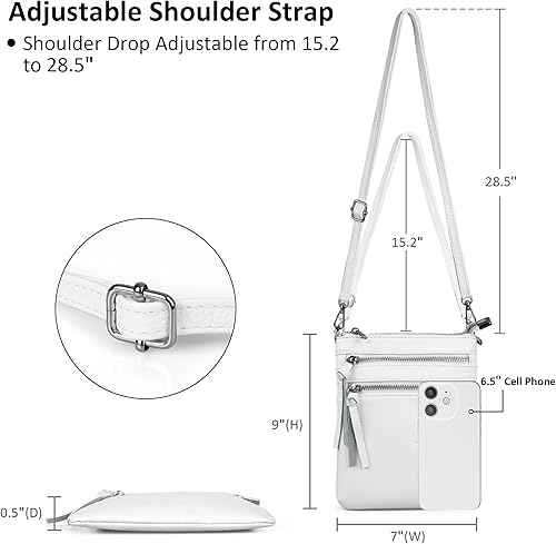 Miniatura 5 de befen Pequeños bolsos cruzados de cuero genuino para mujeres, bolsos de hombro de viaje de moda con múltiples bolsillos con cremallera