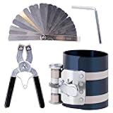 Piston Ring Compressor Tool Car Engine Piston Ring Installer Removal Kit Adjustable Sizes From 2-1/8 Inches To 7 Inches，with Piston Installer Plier and Stainless Steel Feeler Gauge
