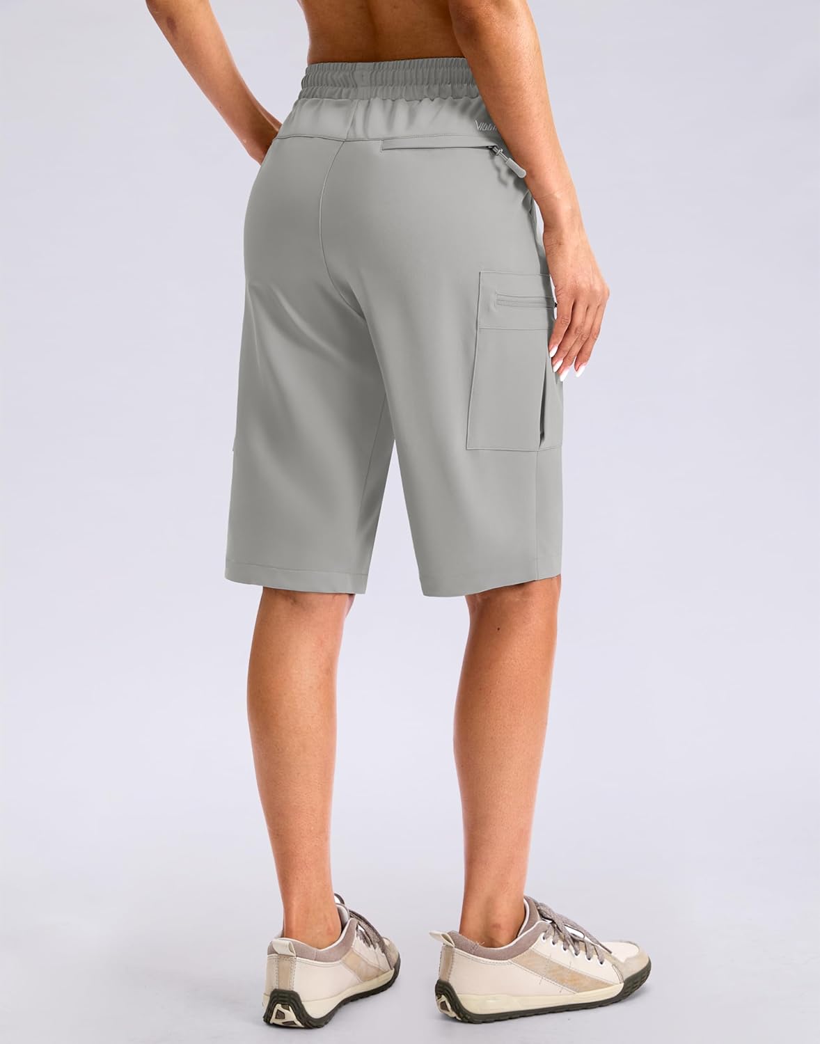 Viodia 13'' Womens Hiking Shorts Knee Length Cargo Bermuda Shorts for Women with Zipper Pockets Quick Dry Summer Short - Image 2