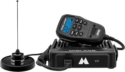 Midland - MXT575J - Jeep 50 Watt GMRS MicroMobile Two-Way Radio - Farms Ranches Overlanding Trails Off-Roaders - 8 Repeater Channels - Compact Design External Magnetic Mount 2.1dB Unity Gain Antenna