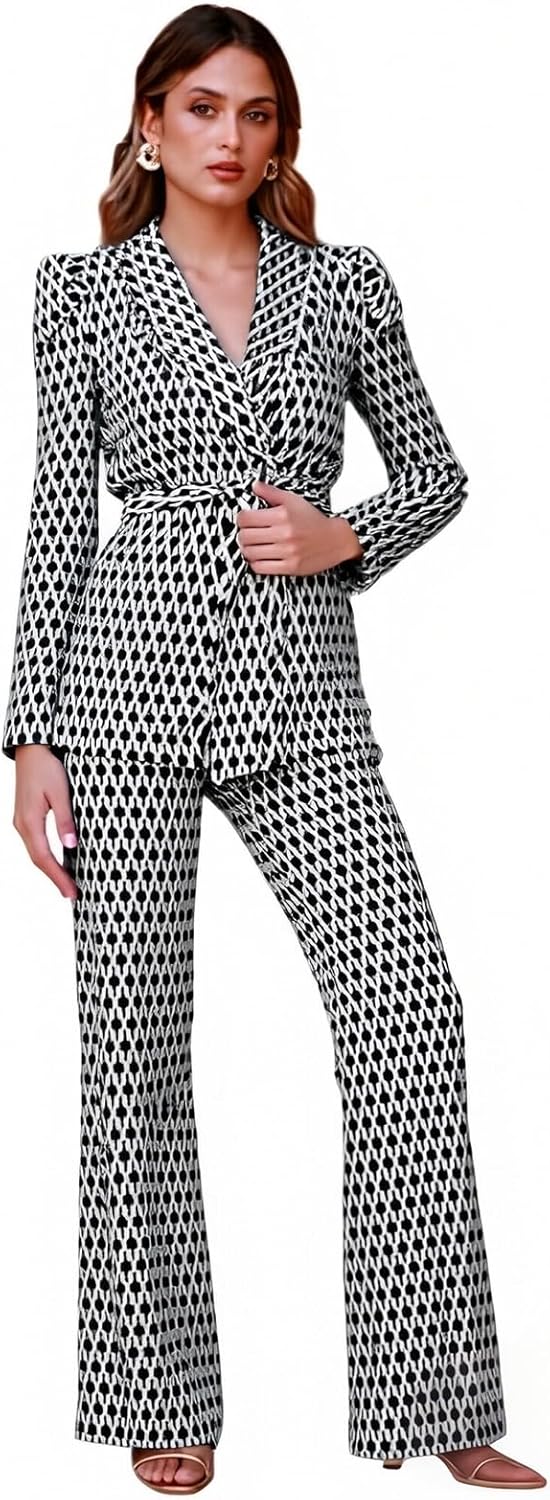 SheKiss Casual Pantsuits for Women Dressy Two Piece Business Set Oversized Blazer Professional Clothes - Image 2