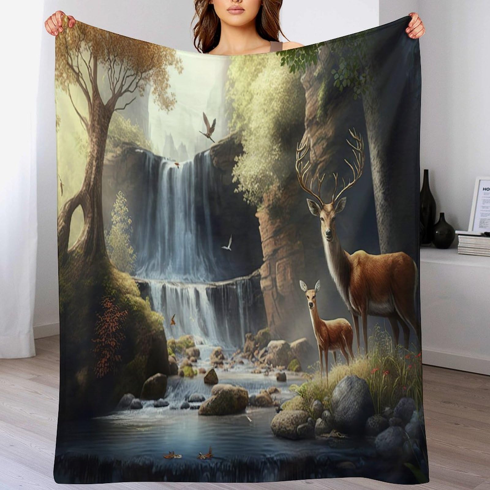 Couverture cerf en flannel pour des soirées cocooning chaleureuses au salon