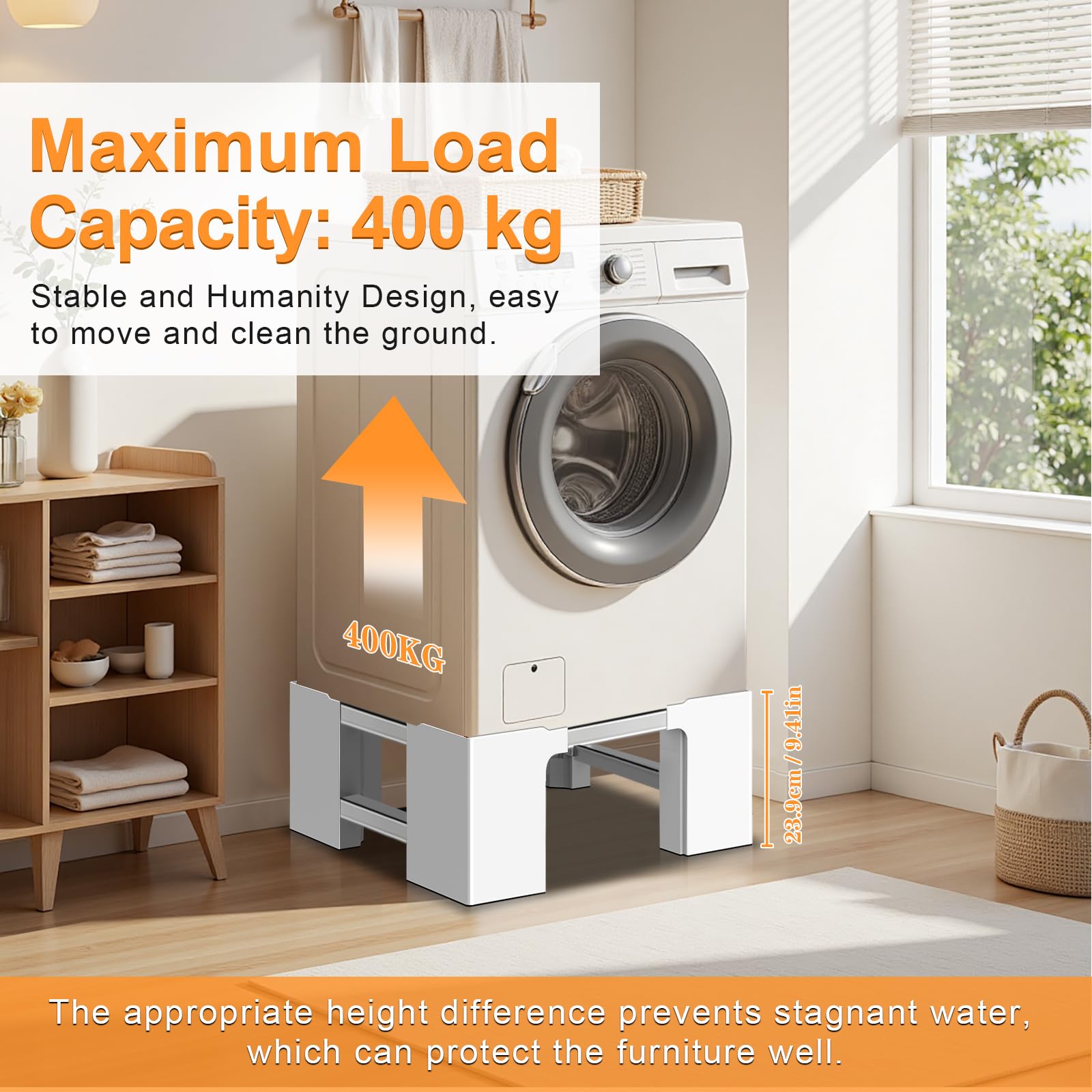 NIUXX Soporte Ajustable para Lavadoras: Base Ajustable para Muebles Pesados - 400 kg, para 46-69 cm Frigorífico/Secadoras, Soporte Lavadora Altura 23.9 cm