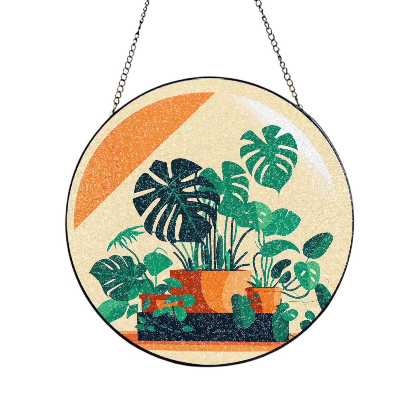 Phayah Cartoon Turtle Back Bamboo Print Stained Glass Window Hanging Suncatcher For Door Terrace Garden Home Decor Sun Catcher Birthday Gifts For Lovers Dad Mom 12in（30cm）