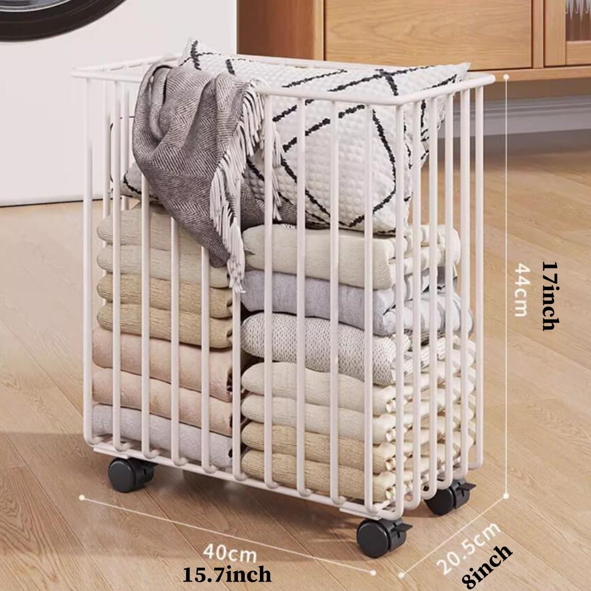GIZNXBA Cesto Portabiancheria Slim, Cestino Biancheria Sporca con Struttura in Filo Metallico Resistente, Cesto da Bucato Rotolante per Camera da Letto, Bagno, Lavanderia, Soggiorno(/Black)
