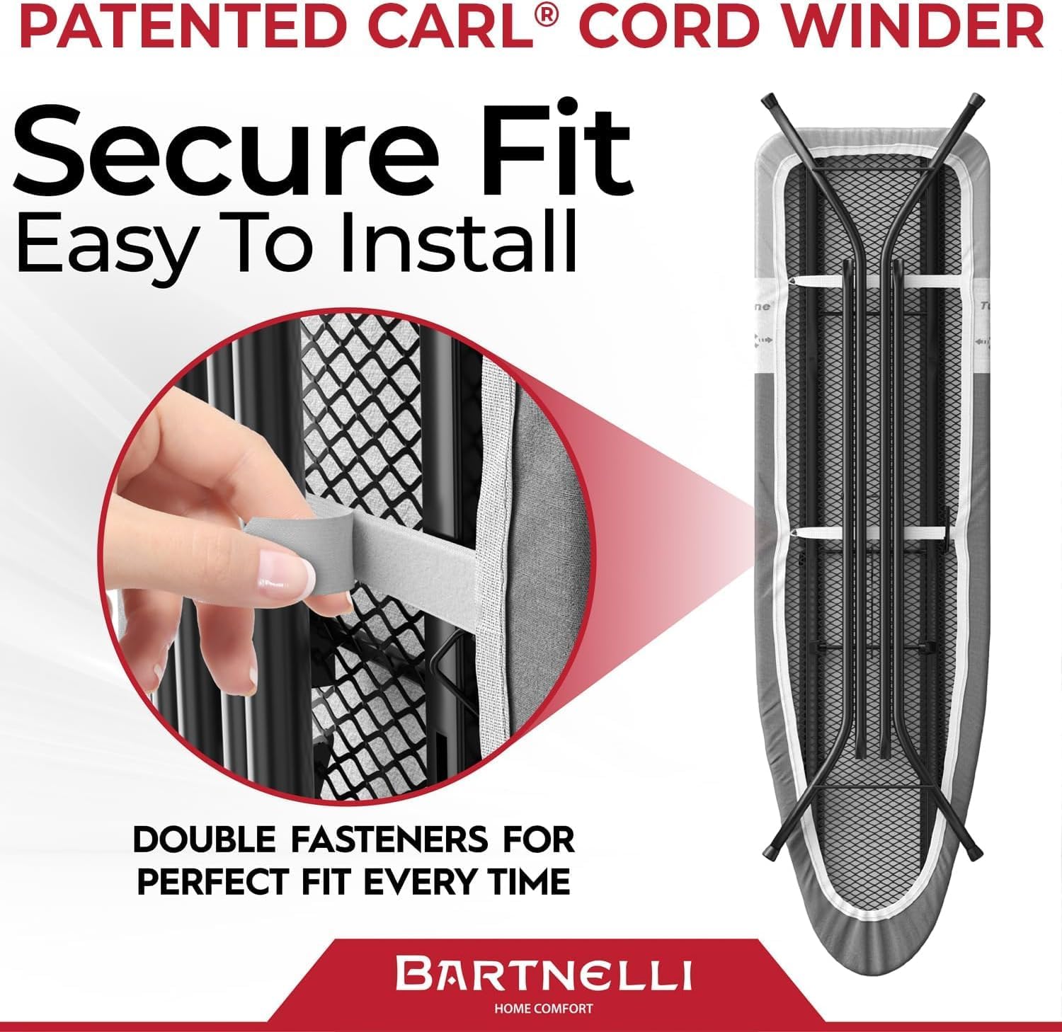 Bartnelli Replacement Ironing Board Cover for Pro Luxury Models 51"x19" (Models-1105, 1205) Made in Europe with New Patent Technology Featuring Park & Turbo Zone, EZ Iron Glide Zone
