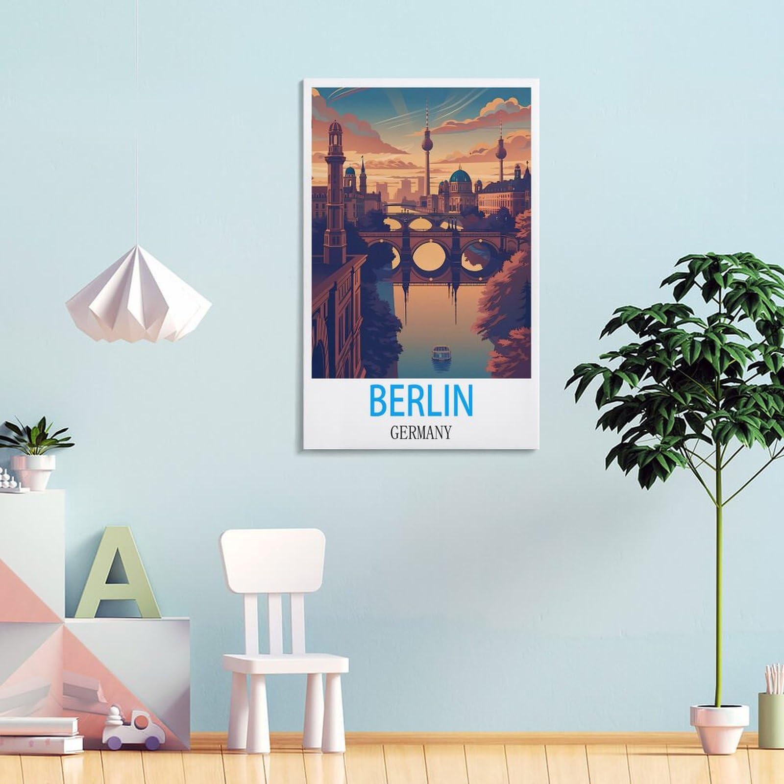 WEYUE Toile Art Berlin Allemagne Vintage Voyage Affiche Mur Affiches Décoration De La Maison Art Mural Chambre Décor Sans Cadre 40x60cm