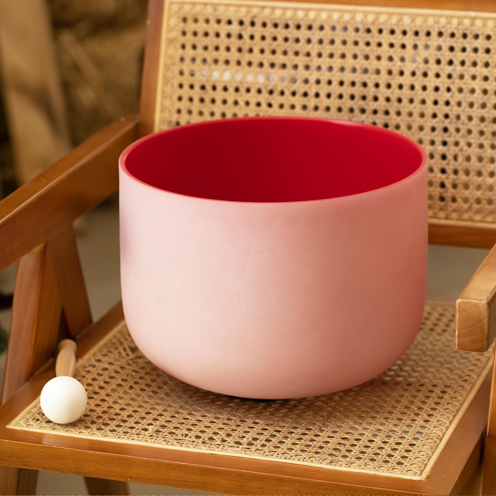 Hye-eun Campana tibetana in cristallo di quarzo smerigliato da 25,4 cm, nota do, 432 Hz, chakra radice, rosso, senza custodia per il trasporto, per yoga, guarigione, energia sonora, vibrazione