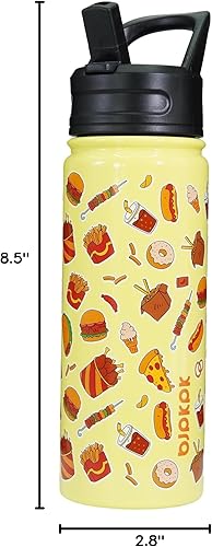 Miniatura 7 de BJPKPK Botella de agua para niños con tapa con pajilla, botella de agua aislada de 18 onzas para la escuela, botellas de agua reutilizables para
