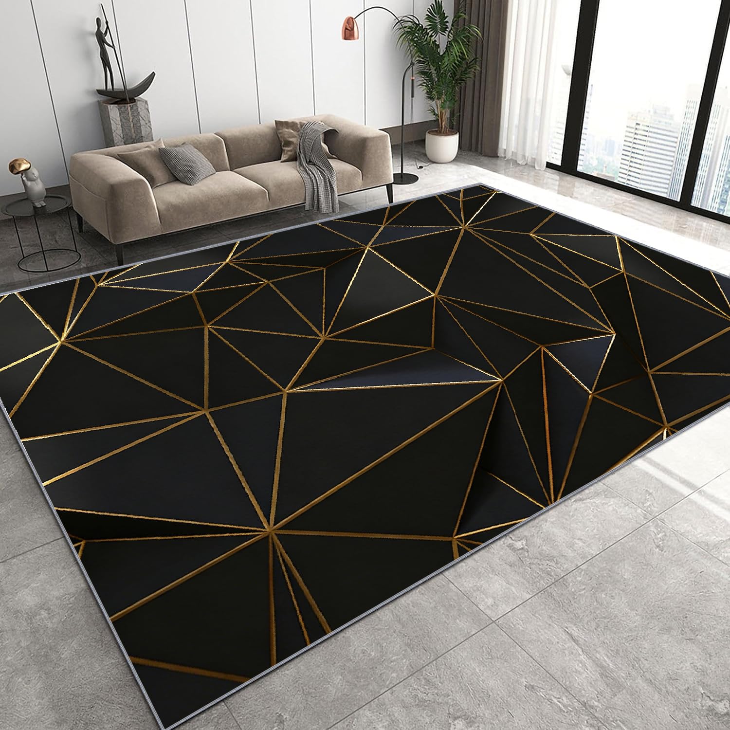 Tapis salon lavable antidérapant D-316 contre les sols glissants