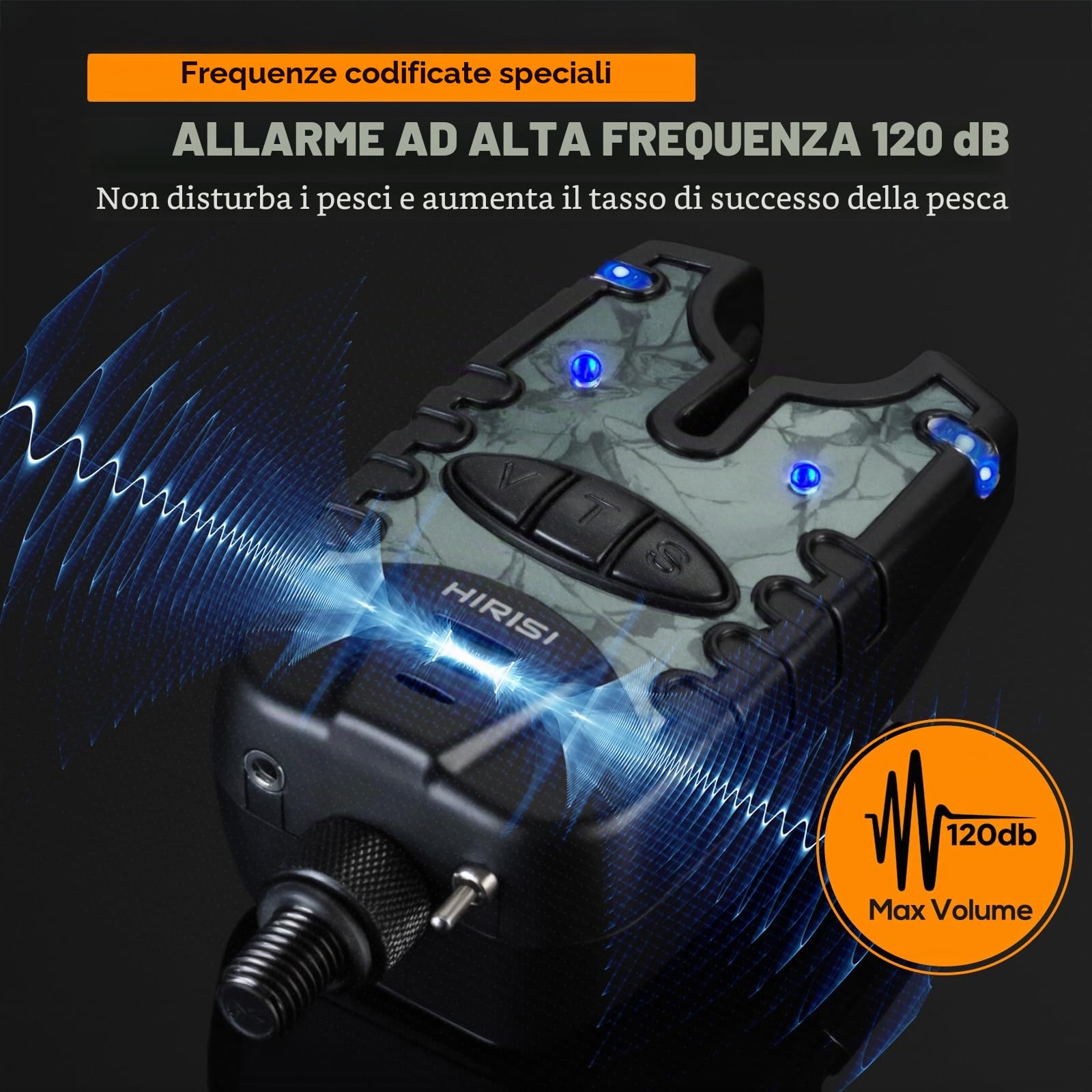 Set di 3 luci a LED per pesca e scambisti con indicatore di morso e luce a LED per carpa