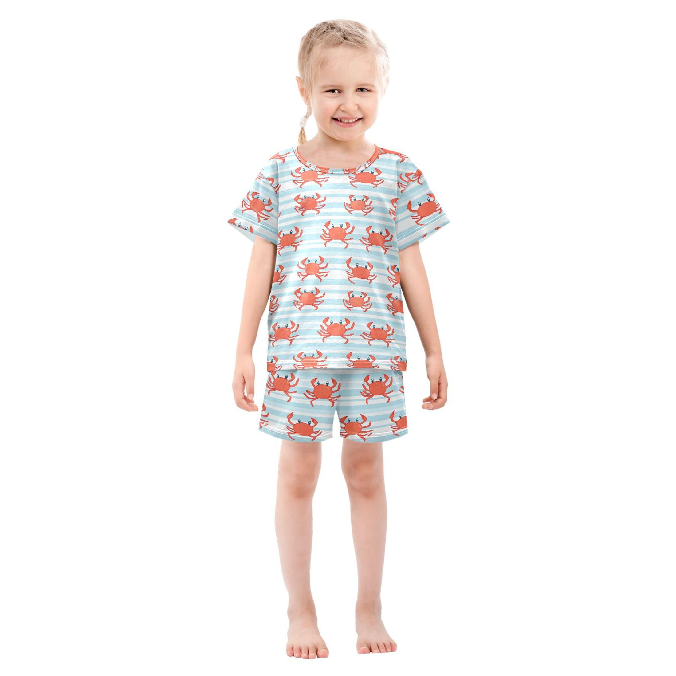 UMIRIKO Crab Animal Summer Short Sleeve Pajamas Sleepwear PJ Set B0403897