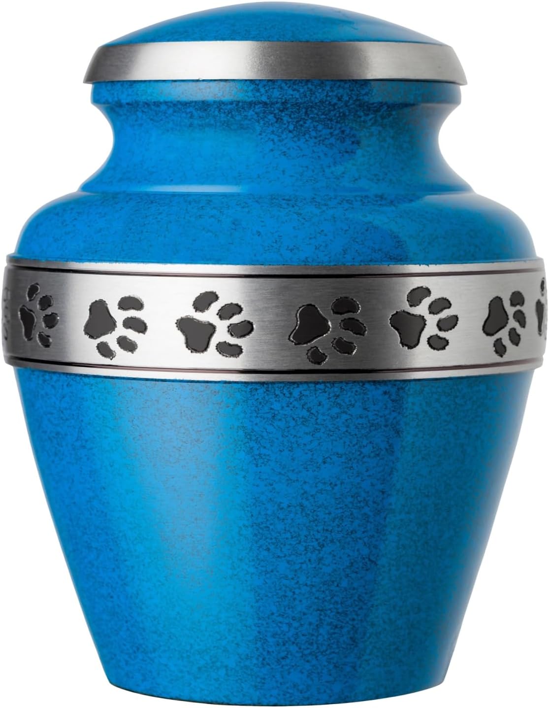 Morgan Paws Legacy Series Pet Urn for Dogs, Handmade Aluminum Memorial Cremation Urn (Medium - Pets up to 65 lbs, Evening Blue with Horizontal Pewter Paws)