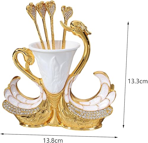 Miniatura 2 de KLKCMS Soporte de base de cisne, organizador de cuchara de postre decorativo, cuchara de café, cucharadita, cubiertos de postre para el hogar, boda,
