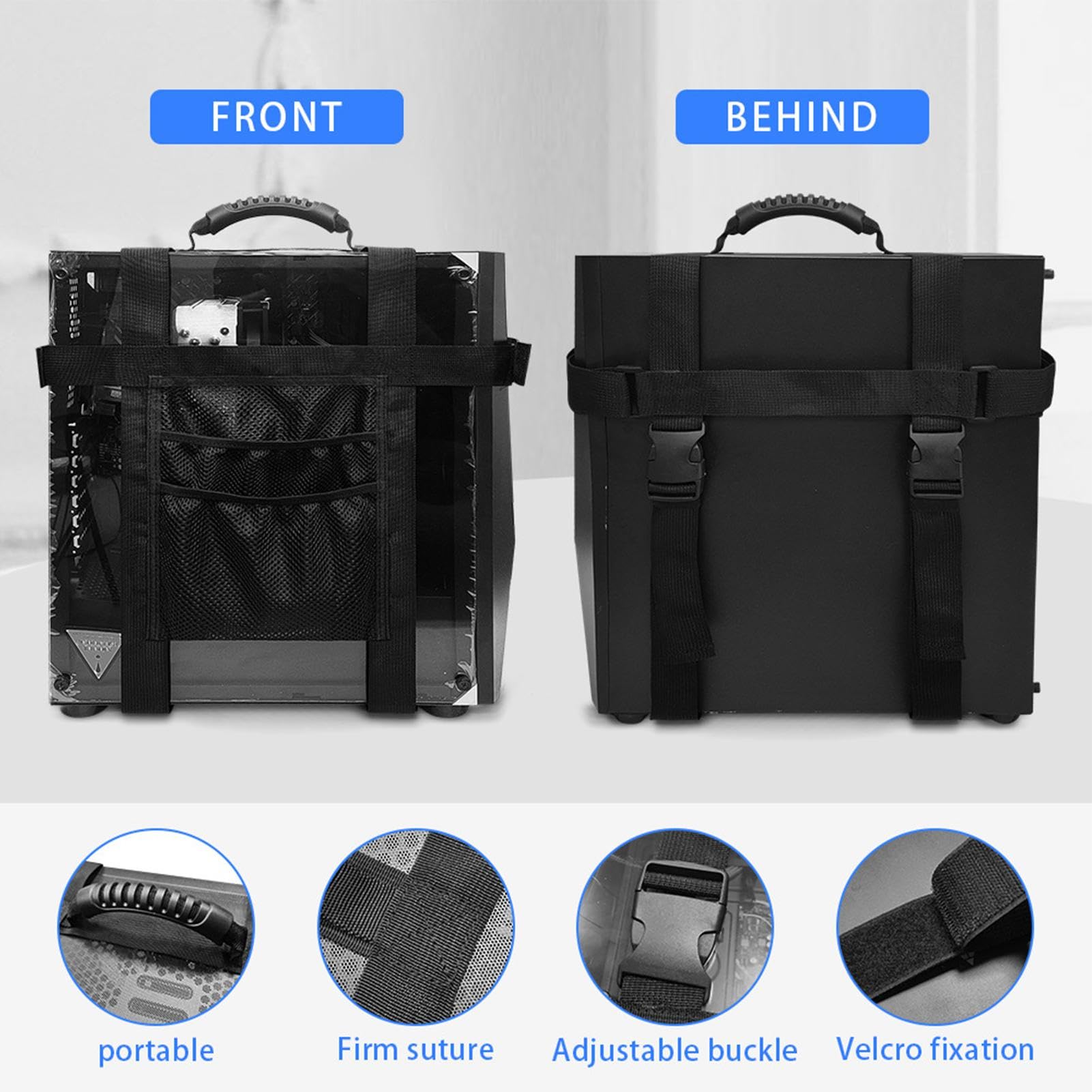 Arnés de soporte para torre de computadora de escritorio Correas para transportar PC
