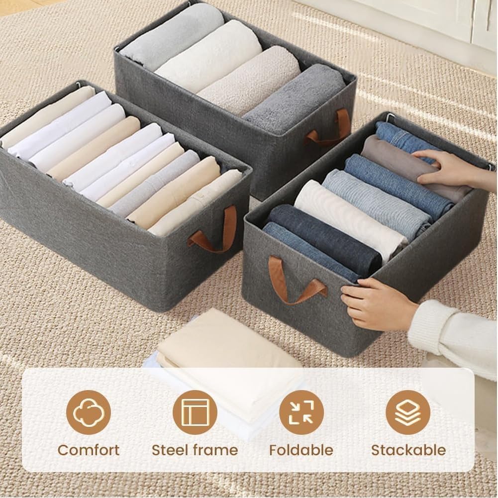 Cajas de almacenamiento plegables para armario y cajón de ropa, diseño grande que ahorra espacio, solución de organización versátil