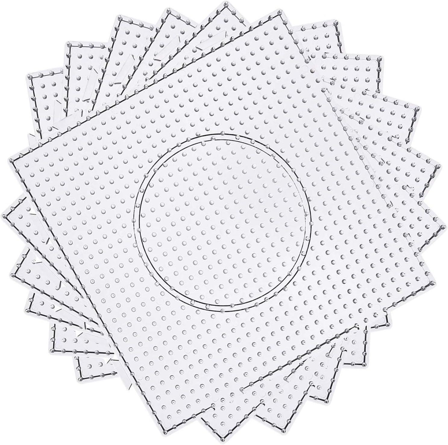 H&W 4PCS 5mm Fuse Beads Boards, Large Clear Pegboards Kits, with Gift 4 Lroning Paper (WA3-Z1)
