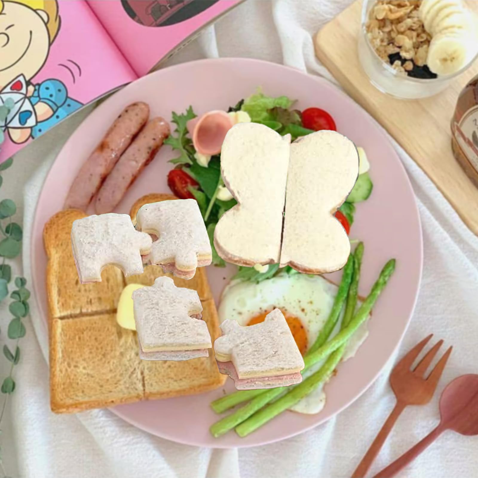 Sandwich-Ausstecher-Set in Brotform, Ausstechformen für Gemüse, Obst, Brot und Käse – Ideal für Lunchboxen und Bento-Boxen Küche, Haushalt & Wohnen