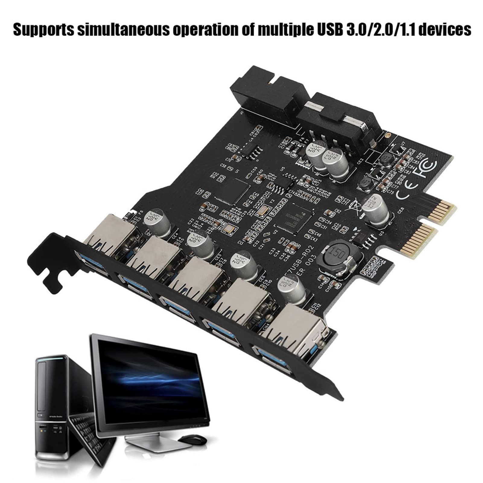 Scheda di espansione PCI Express a 5 porte USB 3.0 Supporto UASP Trasferimento dati ad alta velocità per case tower desktop standard