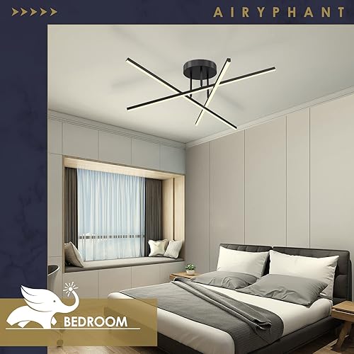 Miniatura 3 de AIRYPHANT Lámpara LED moderna de 18 W, regulable, color negro, semiempotrada, para cocina, comedor, vestíbulo, entrada, 23.82 pulgadas