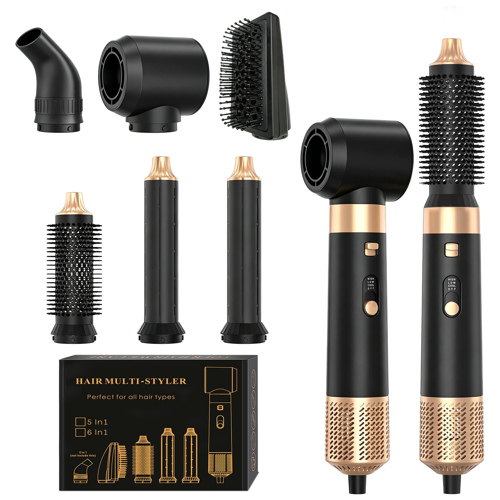 Hair Dryer Brush, 6-in-1 Blow Dryer Brush Hairdryer Hot Air Styler