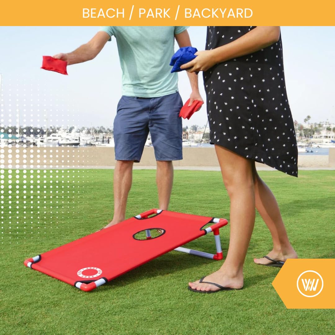 Cornhole Beach Set – 90 x 60 cm – Zona Rossa – Incl. 2 x 4 sacchi da Cornhole e borsa per il trasporto