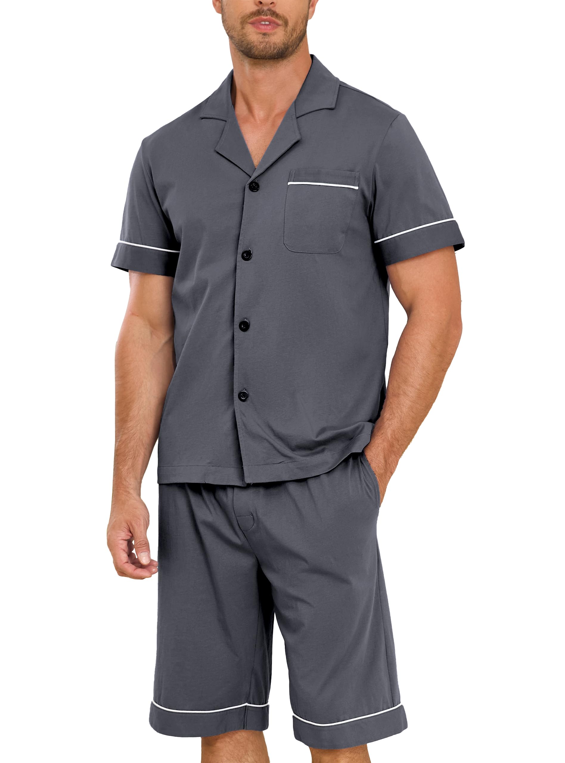 EA'S SECRET Herren-Pyjama-Set aus 100% Baumwolle, kurzärmeli