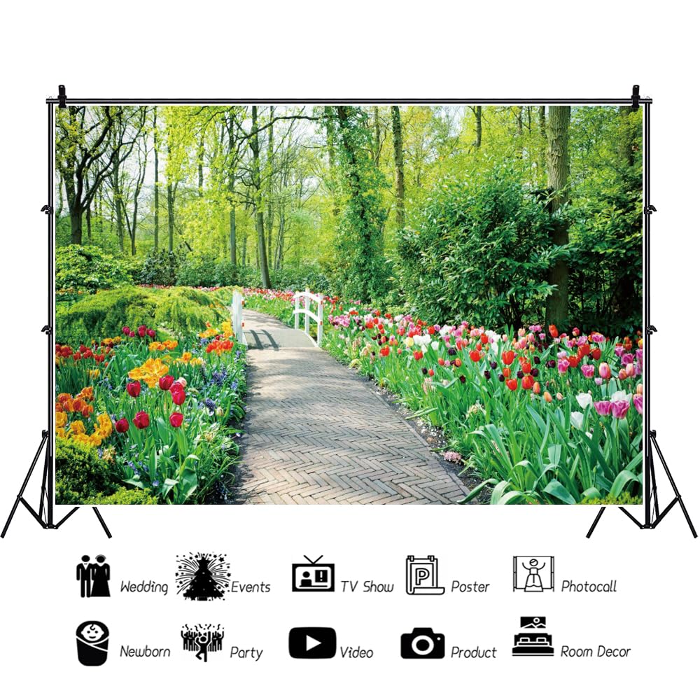3 x 2,4 m wiosna zieleń krajobraz tło urocze kwiaty ogród ścieżka natura fotografia tło na zewnątrz ceremonia ślubna tło tkanina dzieci artystyczny portret tapeta winyl