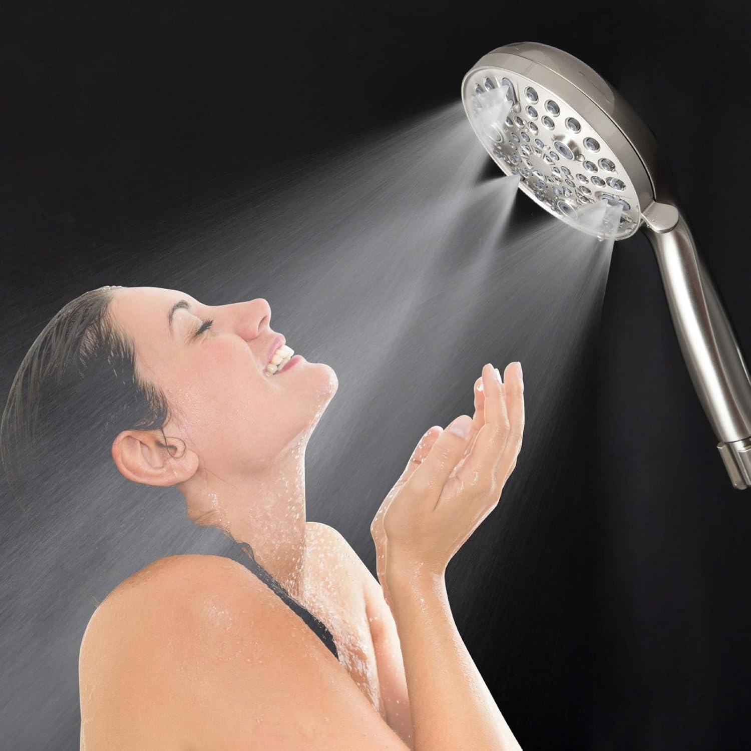 Shower Head, High Pressure Handheld Shower Head with Handheld Power Spray Shower Head, increases water pressure even at low pressure. ((single shower), Elegant black)