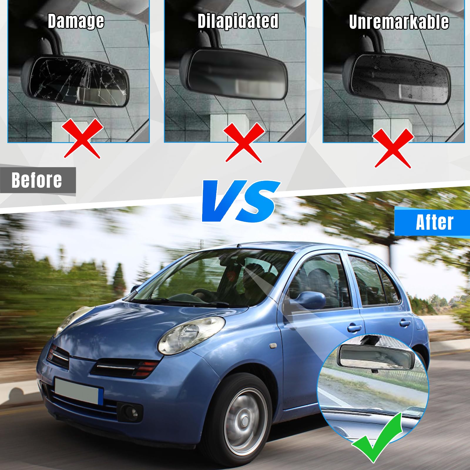 Specchietto Retrovisore Interno Compatibile con N-issan Micra K12 K13 2003-2022, Specchio Retrovisore Interno Auto