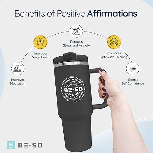 Miniatura 2 de Vaso de 40 onzas con asa y tapa con pajilla, botella de agua reutilizable de acero inoxidable, taza de café de viaje, apta para portavasos  Regalos