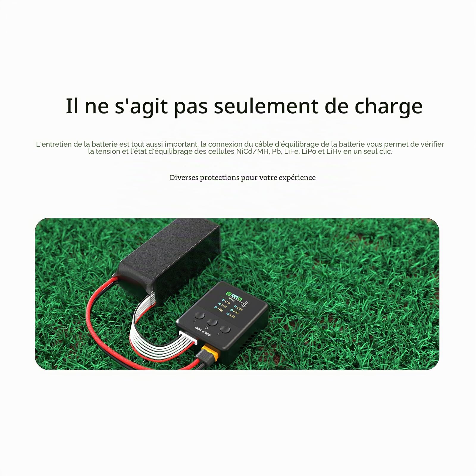 ISDT 608PD Lipo Chargeur DC 240 W/10 A USB C 100 W/5 A Smart Digital Chargeur pour batteries RC, décharge d'équilibre universelle pour batteries LiFe/Lilon/LiPo/LiHV (1-6S), NiMH (1-16S), Pb (1-12S)
