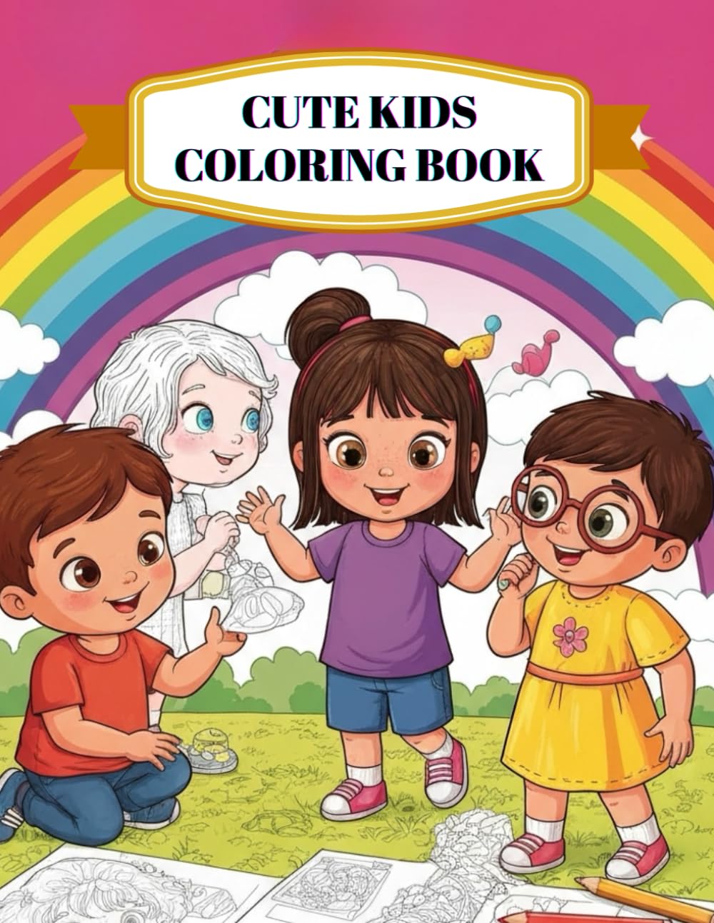 Cute Kids Coloring Book:Fun & Easy Pages For Ages 2-6: Simple & Adorable Coloring Designs For Toddlers & Preschool Kids