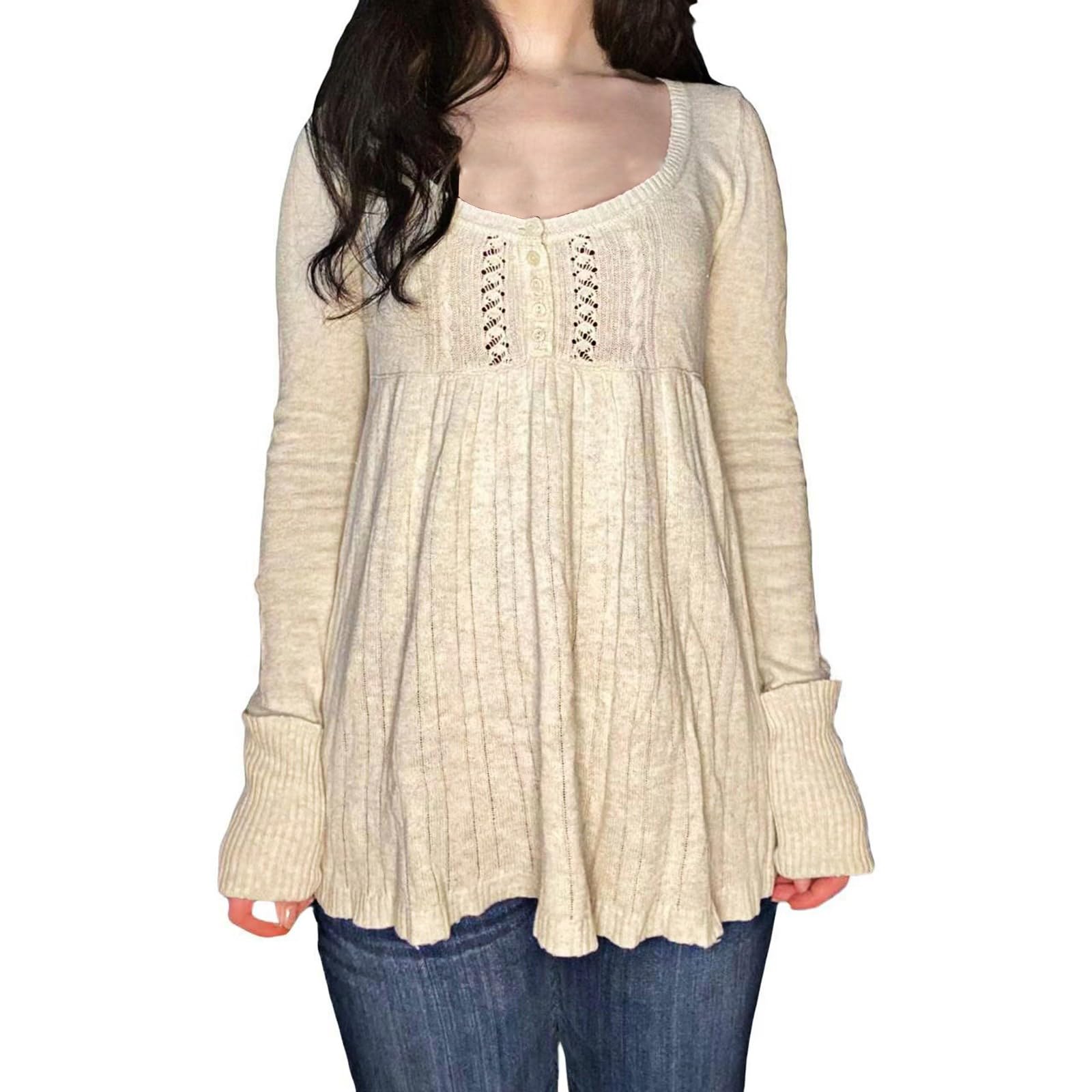 Genérico Blusas De Mujer Elegantes Cómoda Suave Algodón Manga Larga Básica Camiseta Túnica Brillante Casual Cuello Redondo Ajuste Holgado Camisetas Ropa De Mujer Tallas Grandes