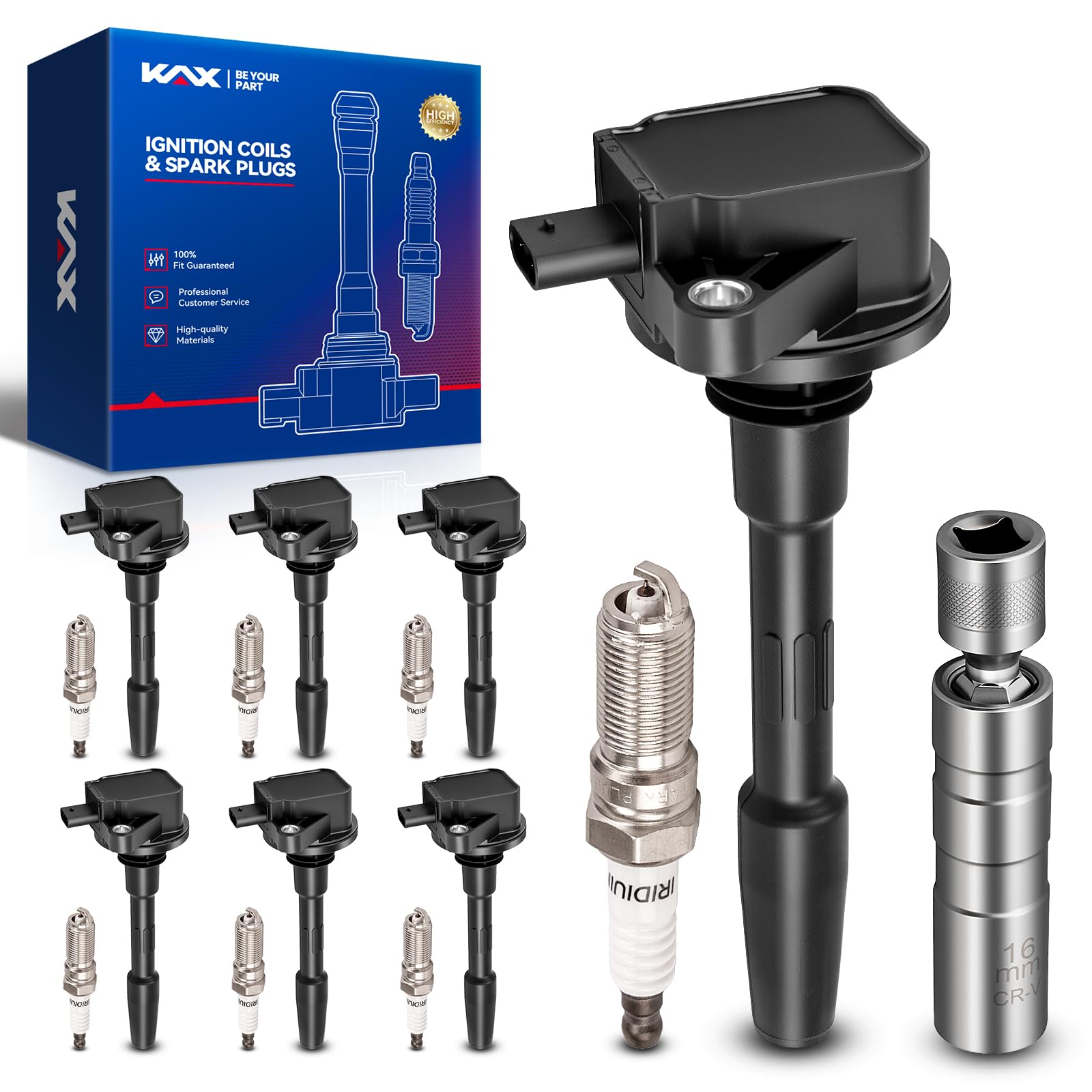 KAX 7 Ignition Coils &amp; 7 Spark Plugs Set for Ford F-150 2018-2020 5.0L