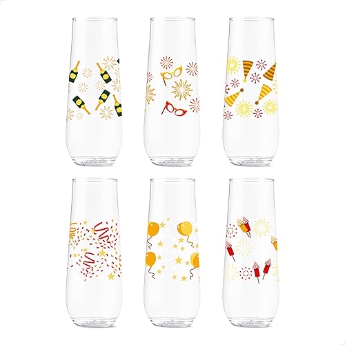 Miniatura 32 de TOSSWARE POP - Juego de 6 vasos de vino de 14 onzas Serie Mid-Century Retro, de alta calidad, reciclables, irrompibles y de plástico transparente