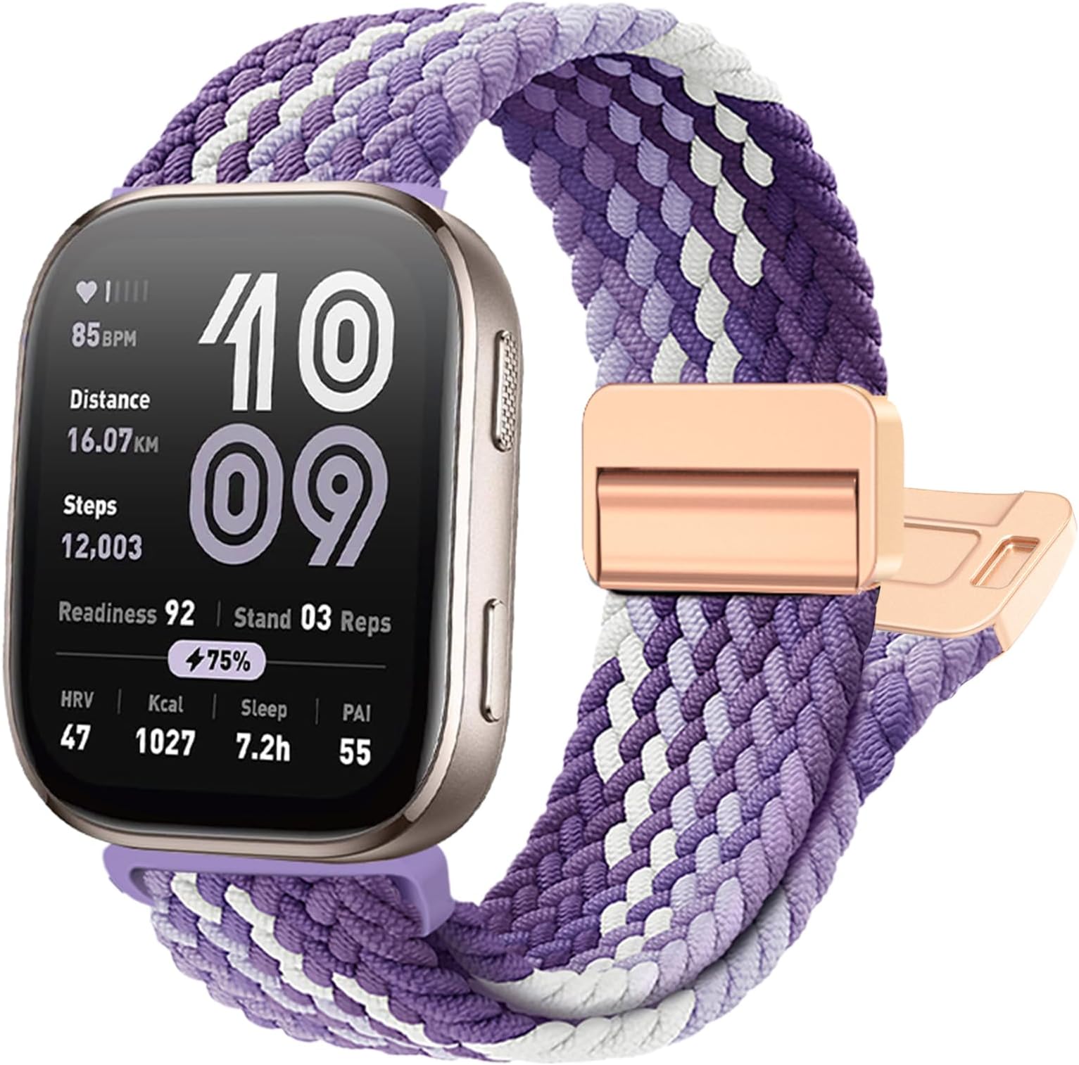 Zeeflufun Braided-Band Compatible with Amazfit-Bip 5/Bip 6,22mm Upgrade Magnetic Band for Amazfit Helio/GTR 4/GTR 3 Pro/GTR 3/GTR 2e/GTR 2/GTR 47mm/Stratos 3/2/2s/Pace