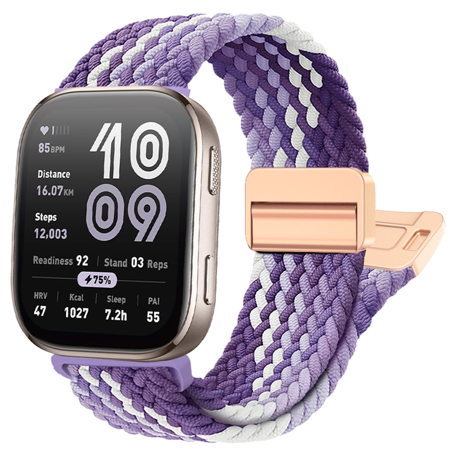 Braided-Band Compatible with Amazfit-Bip 5/Bip 6,22mm Upgrade Magnetic Band for Amazfit Helio/GTR 4/GTR 3 Pro/GTR 3/GTR 2e/GTR 2/GTR 47mm/Stratos 3/2/2s/Pace