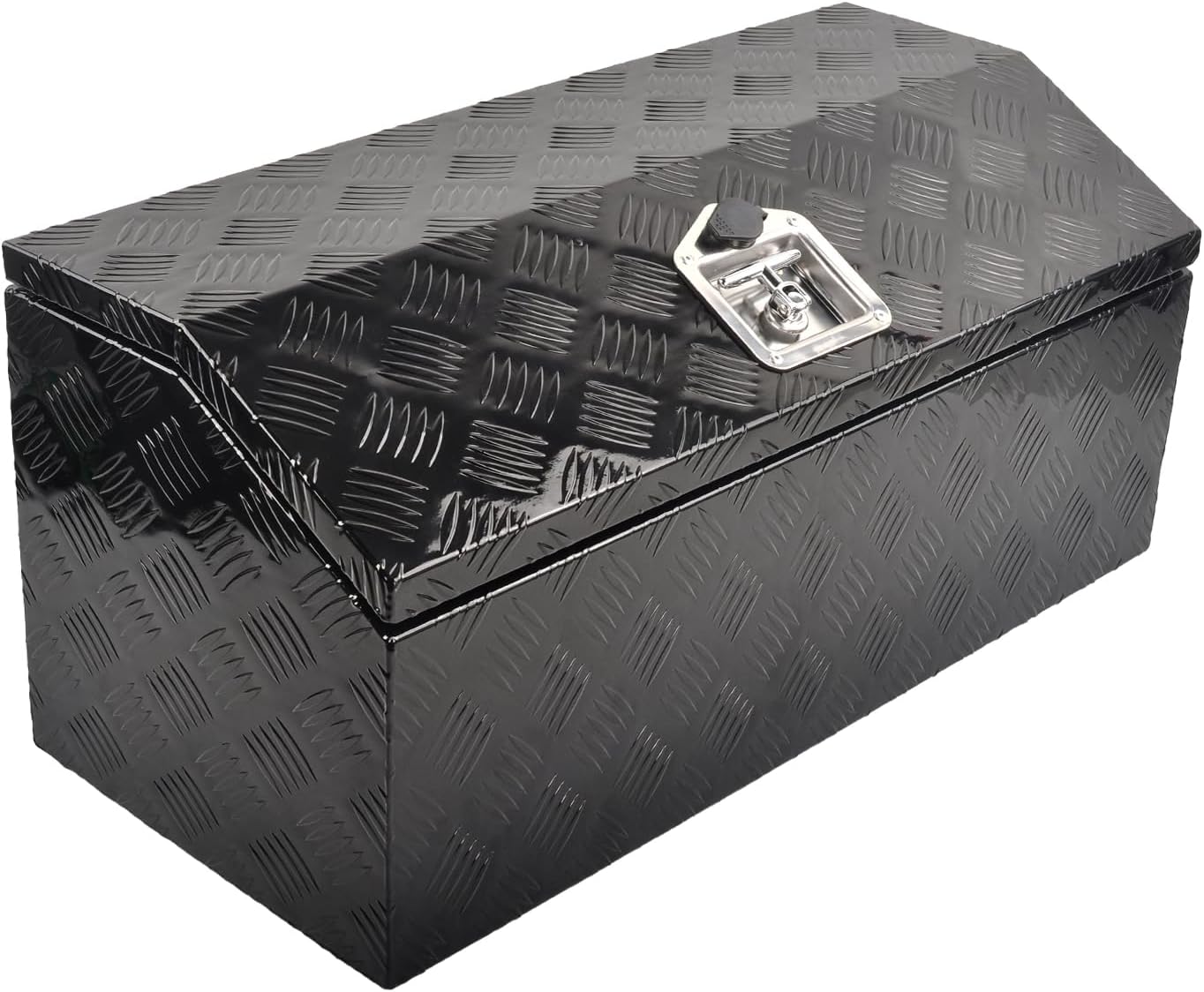 30"x 13.2"x 13.5" Steel Truck Tool Box, Heavy Duty Trailer Tongue Storage Box with T-Handle Latch and Keys, Waterproof Black