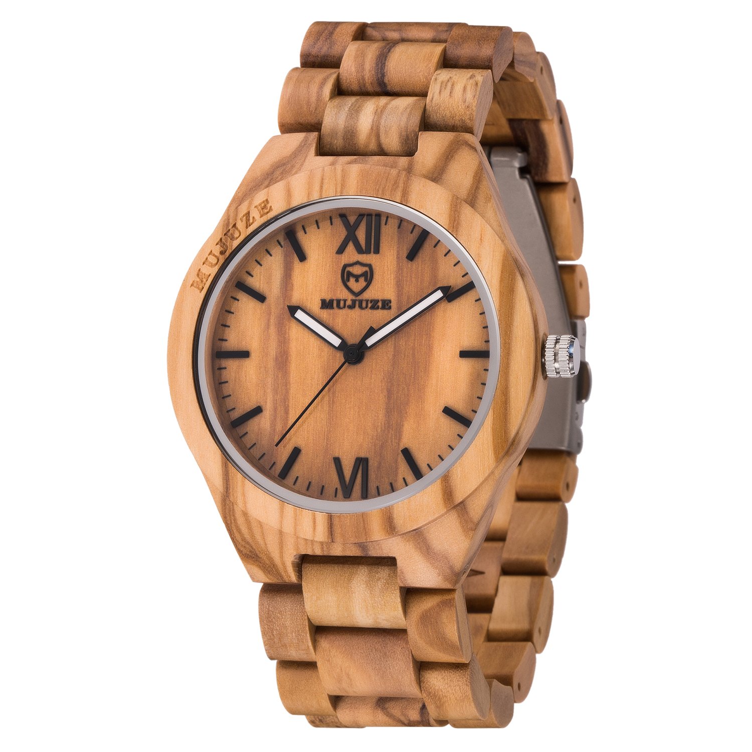 MUJUZE Wood Watch for Men Dad, Wooden Watch Handmade,Lightweight Wooden Wrist Watches, Mens Wooden Watch, Unique Gifts for Him