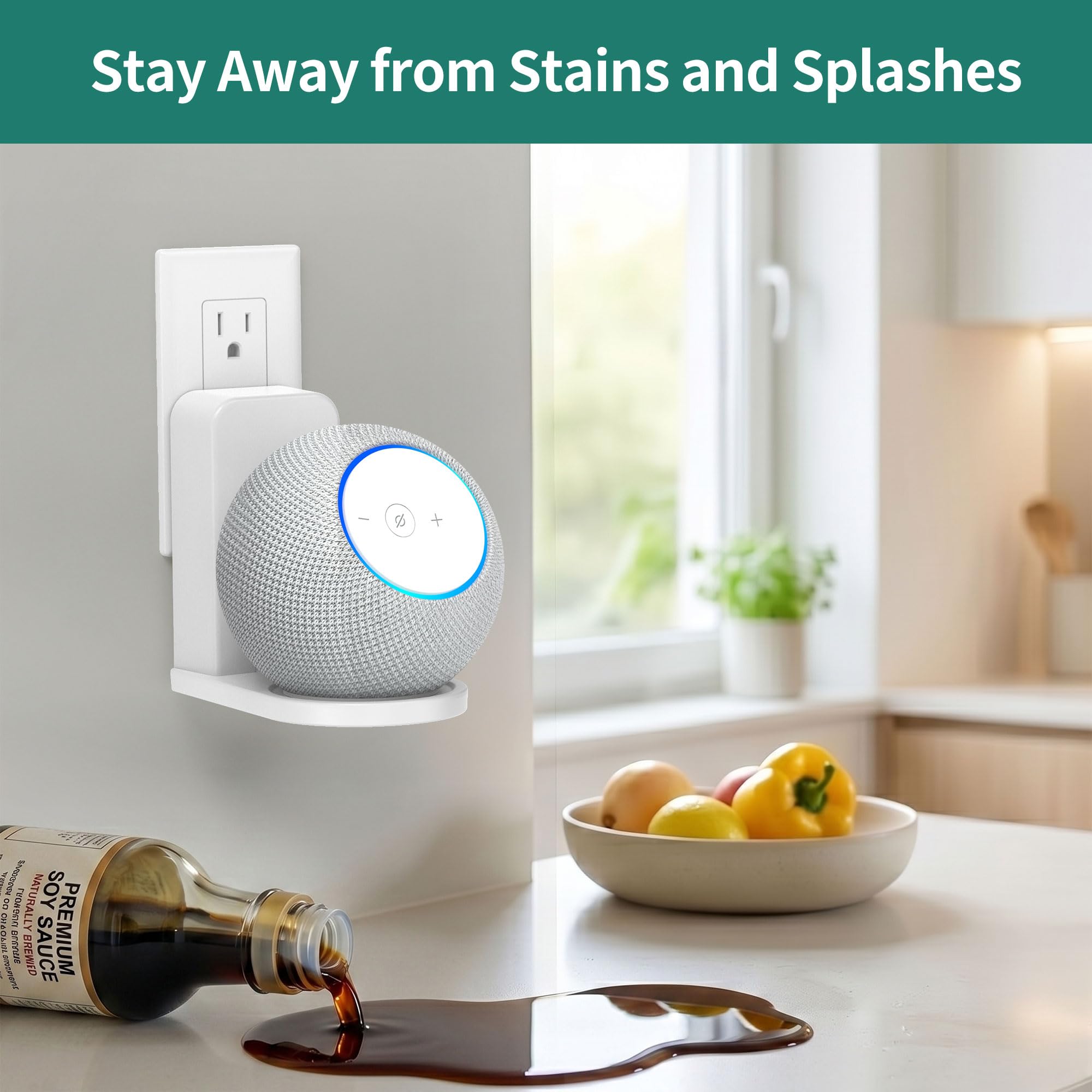 HomeMount Supporto da parete per Dot Max & Nest Mini, plug-in (bianco, 2
