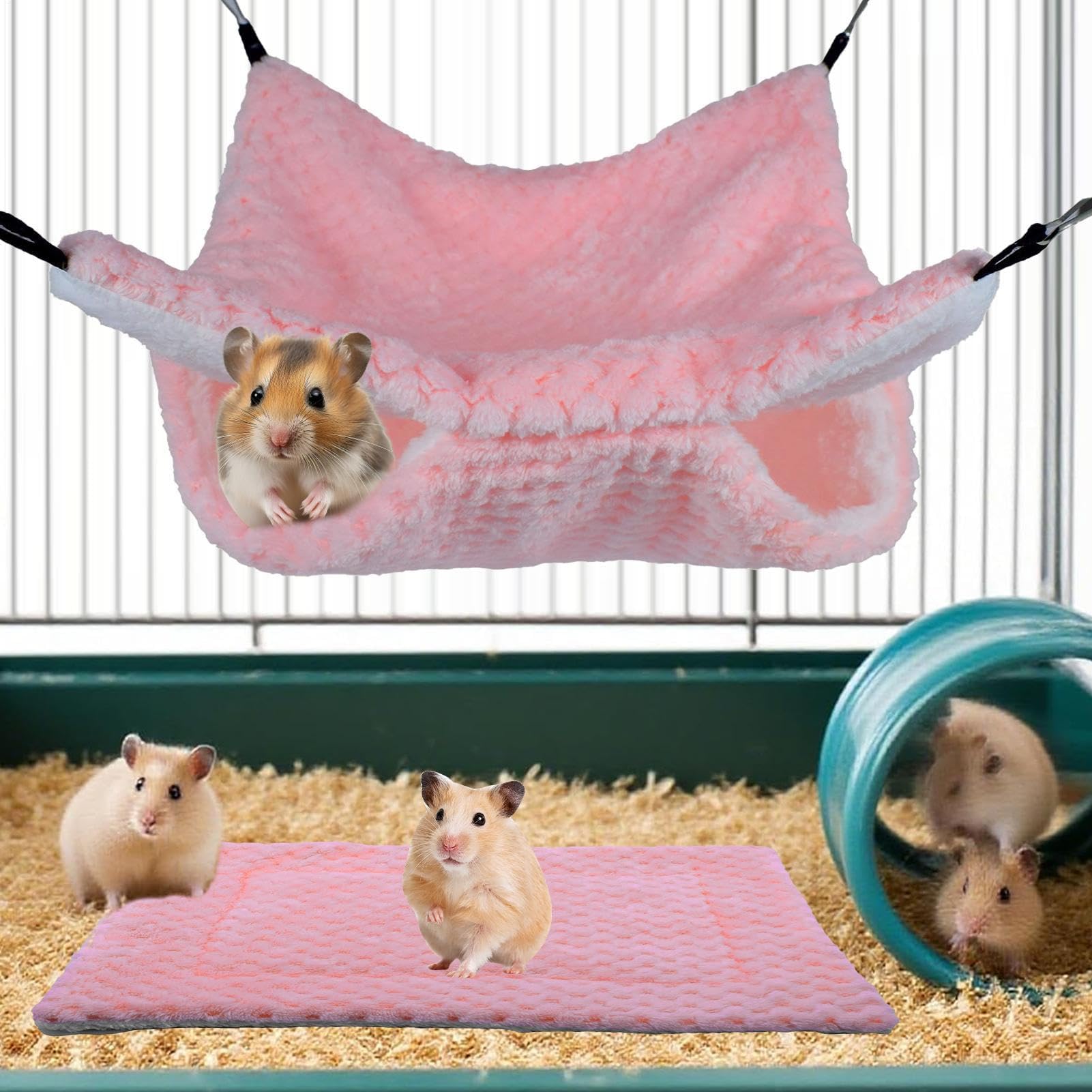 Frettchen-Hängematte, Nesthöhle & Tunnelmatte | Schlafplatz für Chinchillas, Zuckergleiter, Frettchen & Hamster – Ausruhen, Verstecken, Klettern im Winter