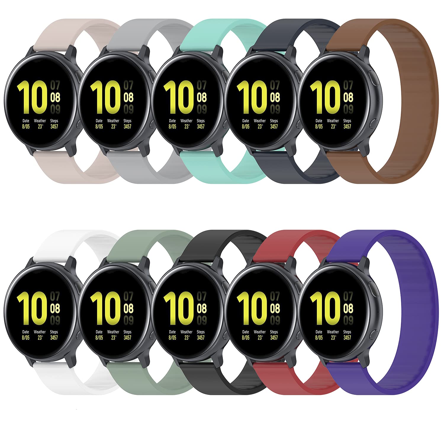 FitTurn Compatible with iTouch Air 3 40MM watch bands 10Pack Silicone Solo Loop Elastic Band Quick Release Stretchy Replacement Sports Straps iTouch Air 3 40mm/ iTouch Sport Smartwatch Accessory