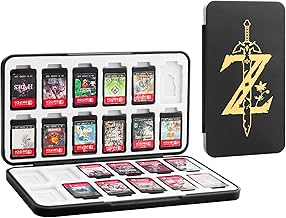 Game Card Case for Nintendo Switch/Lite/OLED, Soft Lining Game Case Storage with 24 Game Card Slots & 24 Micro SD Card Slots, Game Cartridge Holder with Magnetic Closure for Zelda - Black