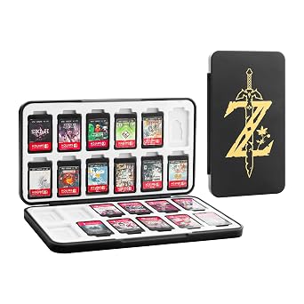 GLDRAM Black Game Card Case for Nintendo Switch 2/NS/Lite/OLED, Slim 24 Game Case Storage Collector for Game Card & Micro SD Card, Protable Game Cartridge Holder with Magnetic Closure